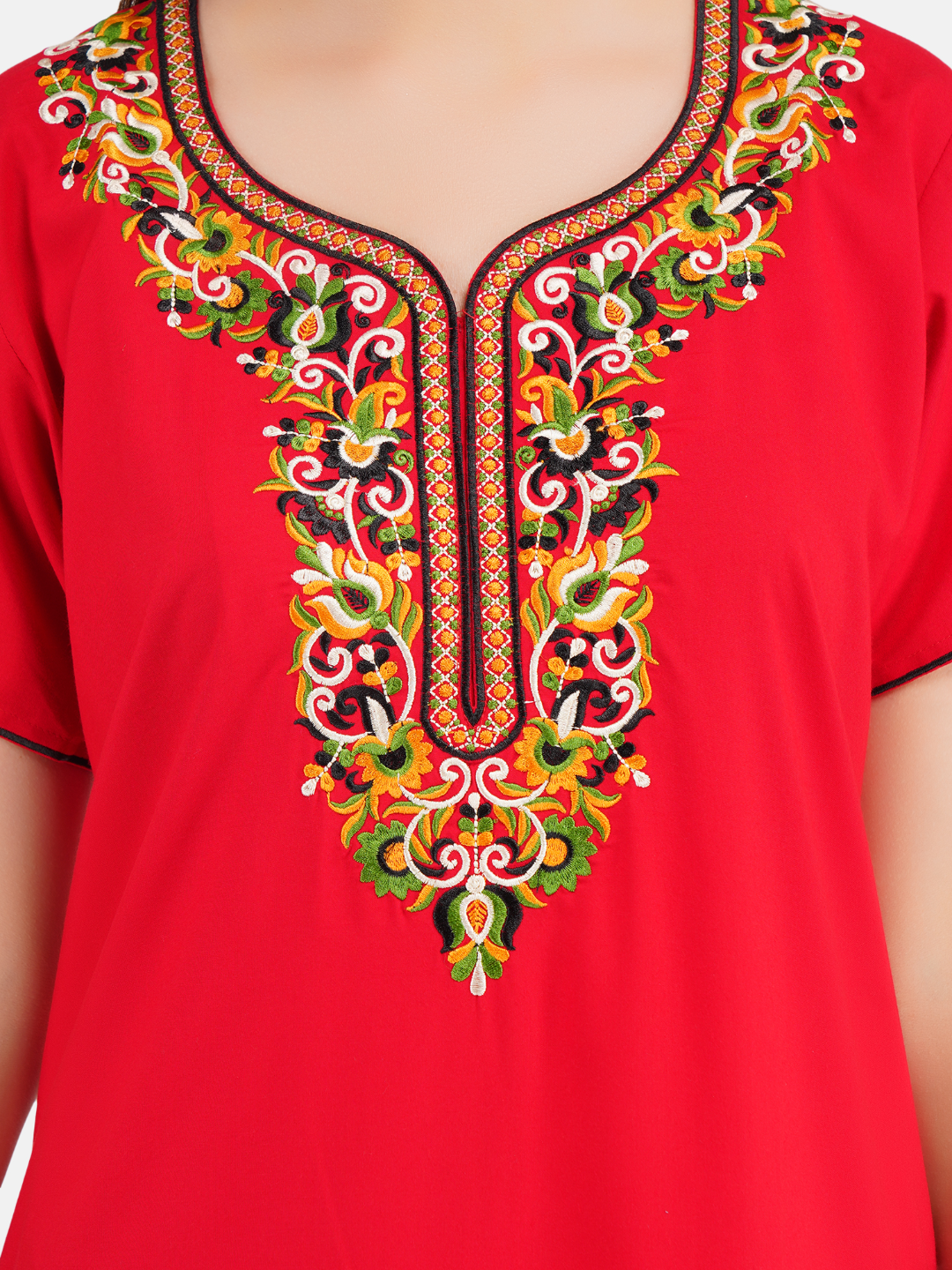 Paan shaped Embroidery Nightgown