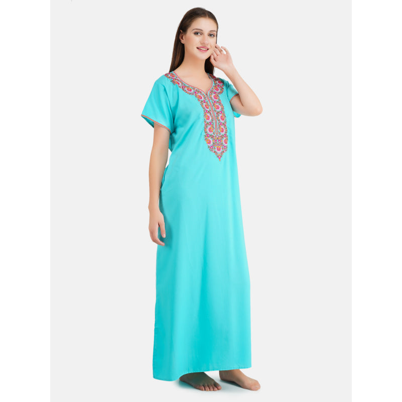 embroidery  nighty with Pockets