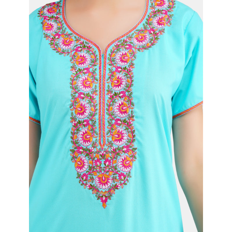 embroidery  nighty with Pockets