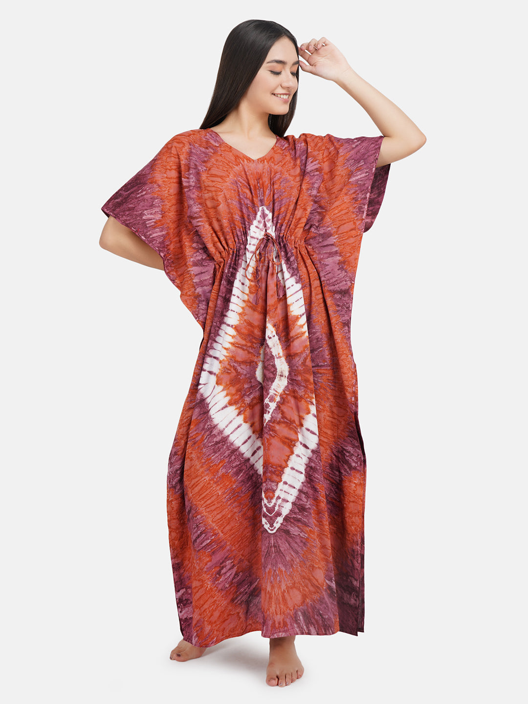 Kaftan with Tie & Dye Pattern