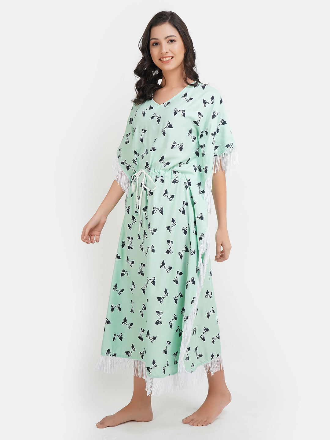 Lassy Kaftan with Beautiful Bow- Print