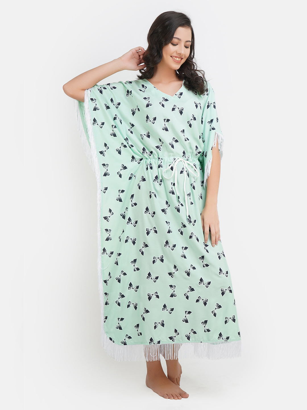 Lassy Kaftan with Beautiful Bow- Print
