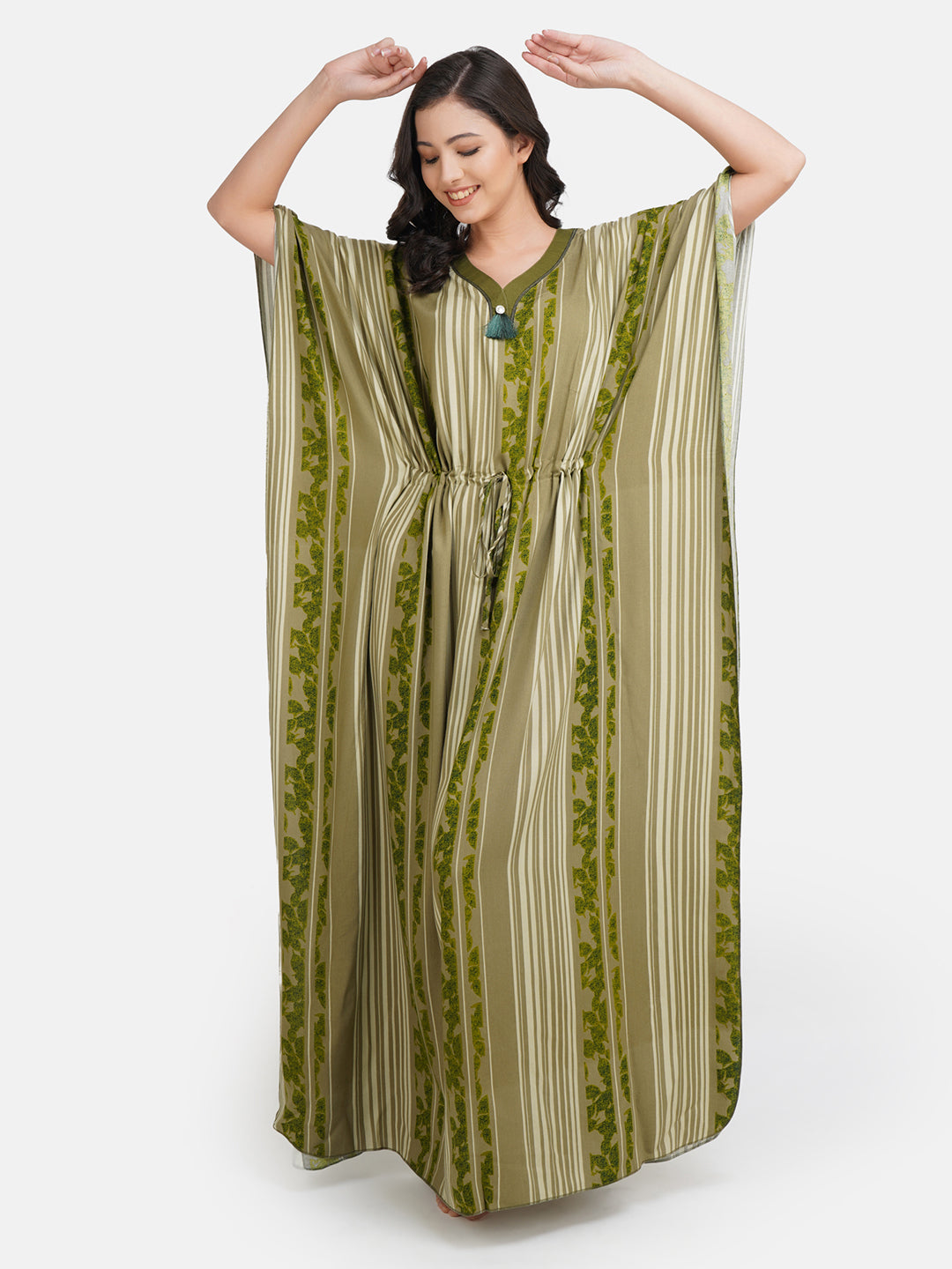 Stripped Rayon Kaftan Nightgown