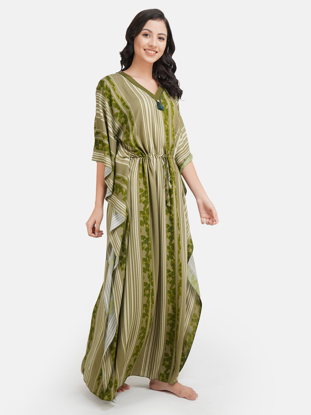 Stripped Rayon Kaftan Nightgown