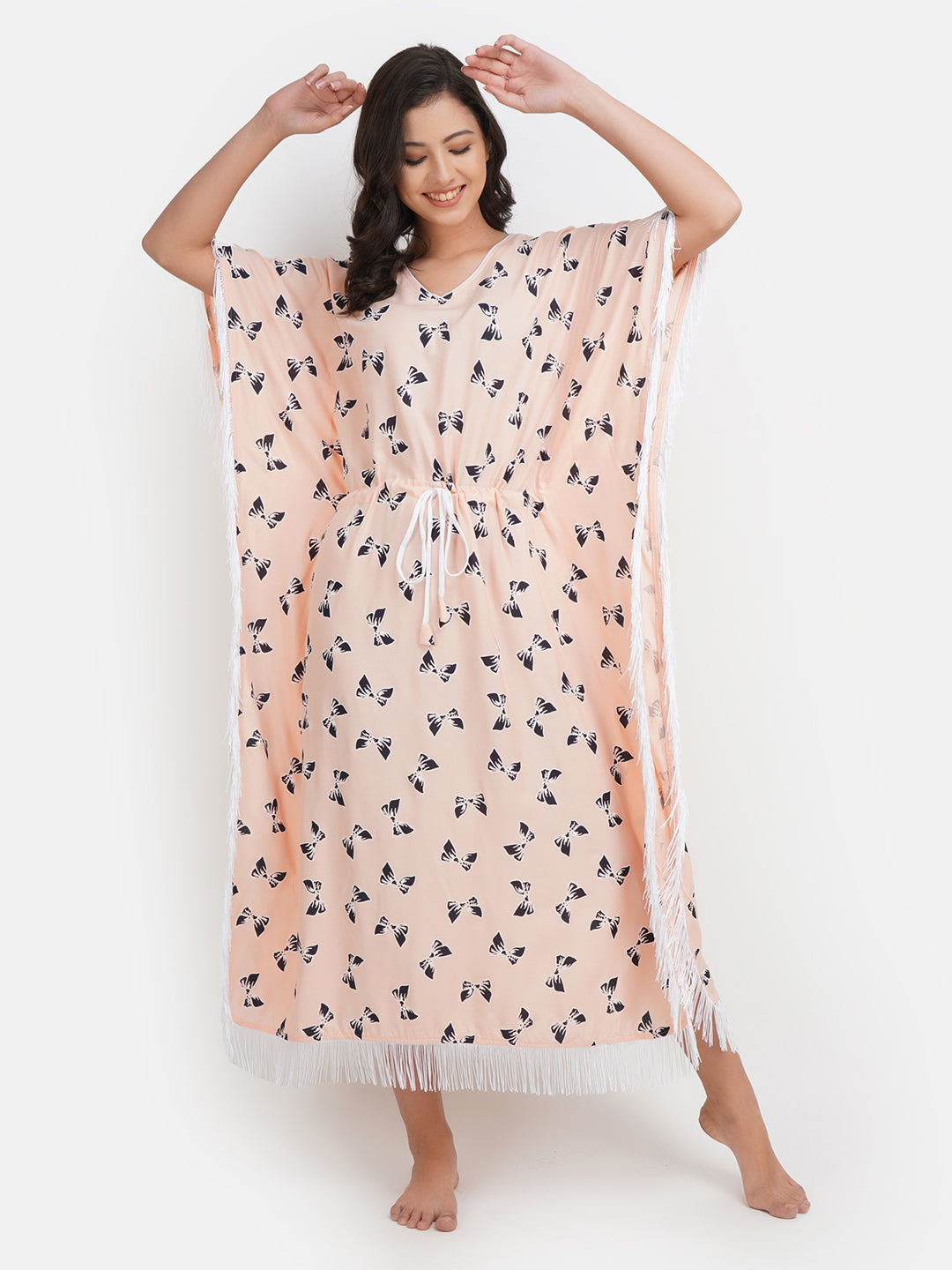 Lassy Kaftan with Beautiful Bow- Print