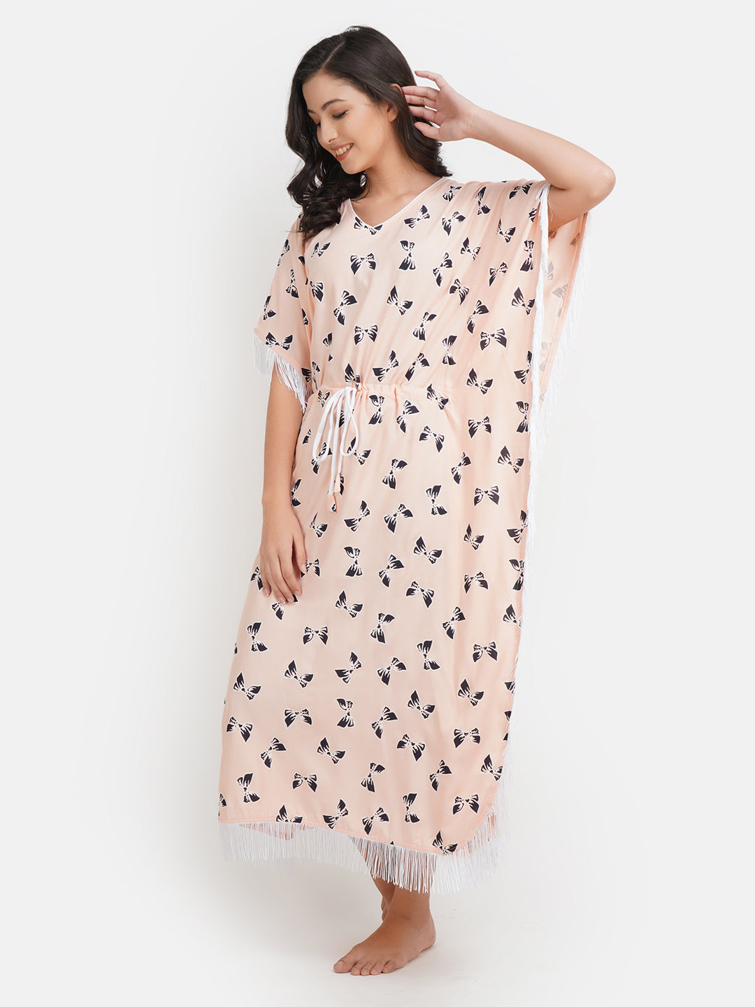 Lassy Kaftan with Beautiful Bow- Print
