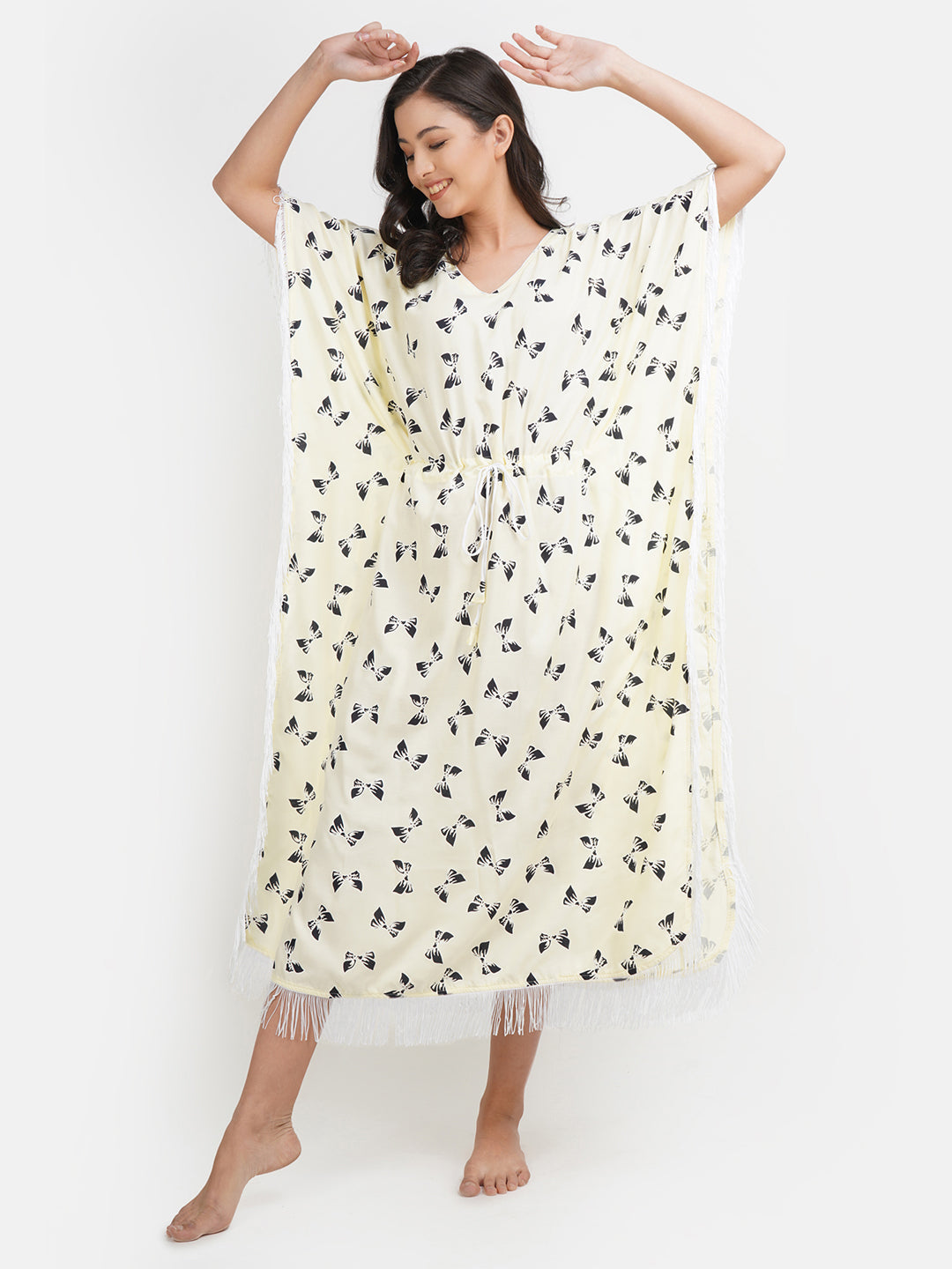 Lassy Kaftan with Beautiful Bow- Print