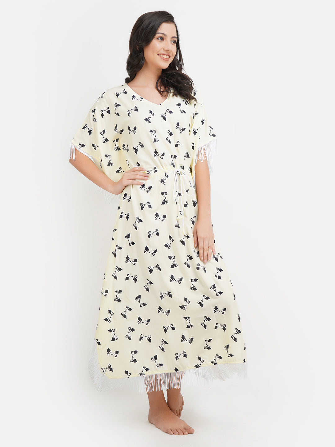 Lassy Kaftan with Beautiful Bow- Print