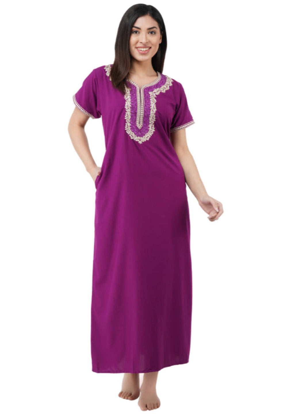 Cream  Embroidered Nightgown Main image