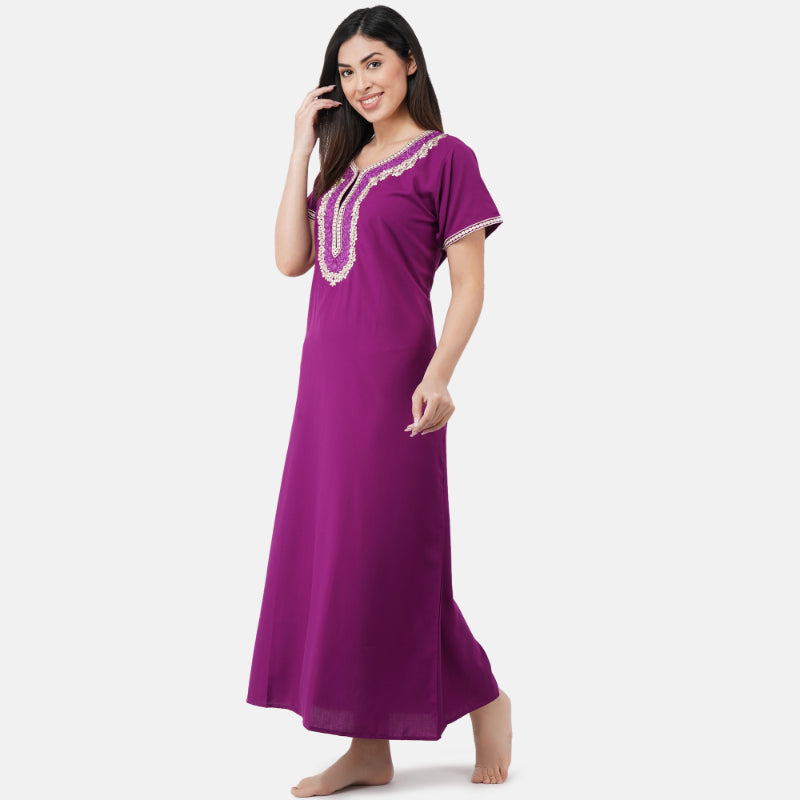 Cream  Embroidered Nightgown