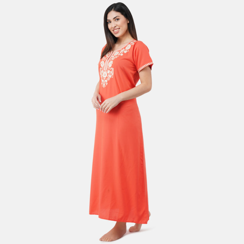 Cream Embroidered Nightgown