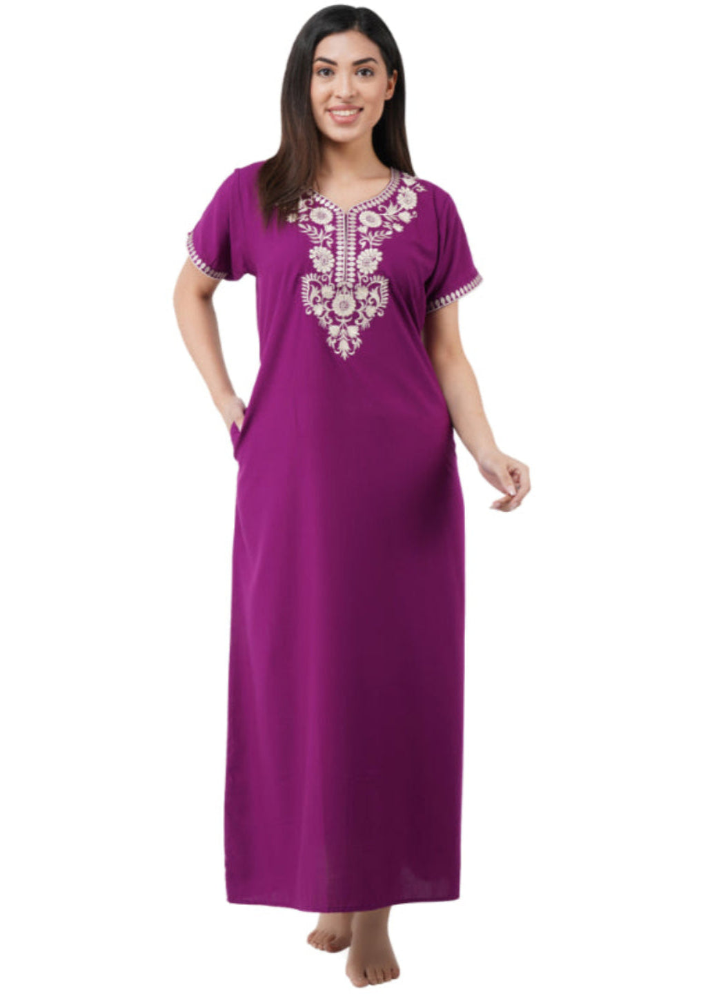 Cream  Embroidered Nightgown Main image