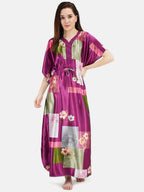 Satin Kaftan with Square Block Print