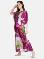 Satin Kaftan with Square Block Print