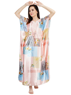 Satin Kaftan with Square Block Print