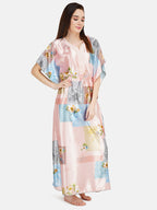 Satin Kaftan with Square Block Print