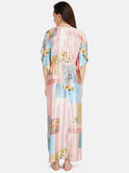 Satin Kaftan with Square Block Print
