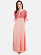 Polka Dotted Nighty with Bell Sleeves
