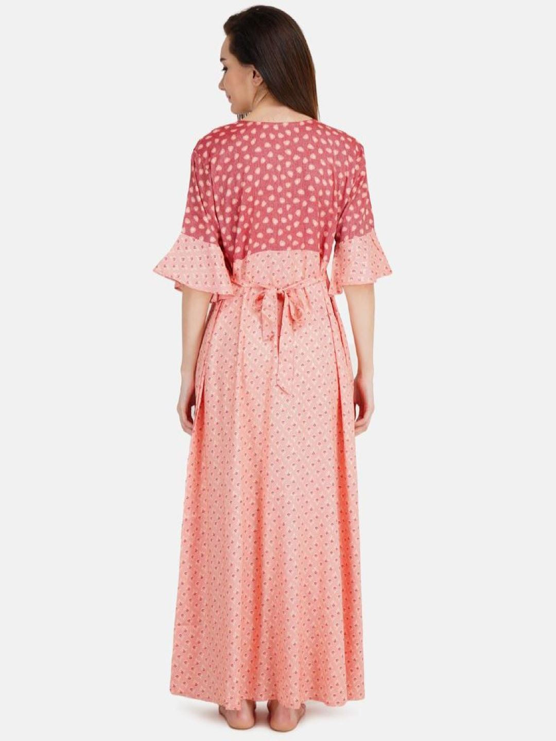 Polka Dotted Nighty with Bell Sleeves
