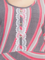 Stripped Nighty  with White Lace