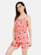 Spaghetti Short Nightsuit with Ball Lace