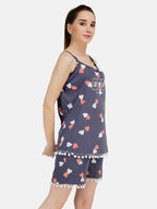 Spaghetti Short Nightsuit with Ball Lace