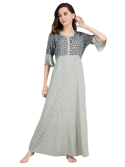 Polka Dotted Nighty with Bell Sleeves