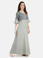 Polka Dotted Nighty with Bell Sleeves