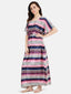 Satin Kaftan Nightgown with Multi Color Print