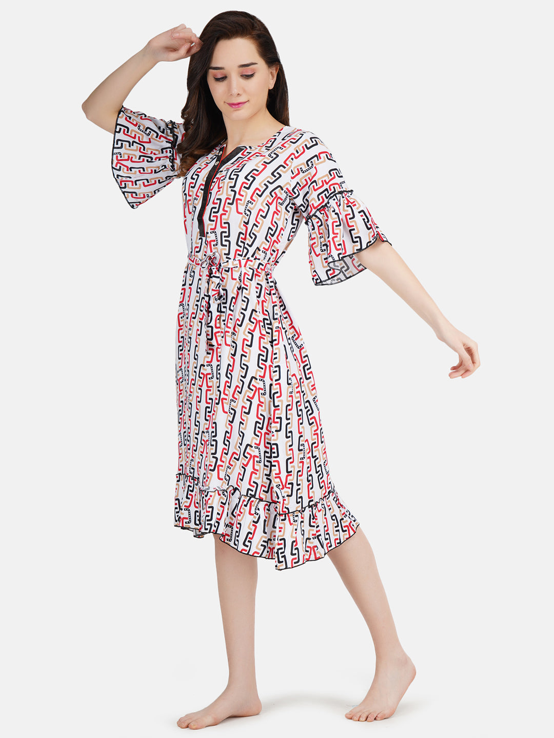Short Nightgown with Chain Print