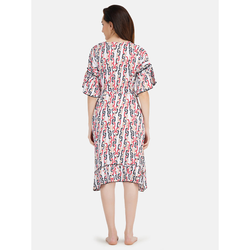 Short Nightgown with Chain Print
