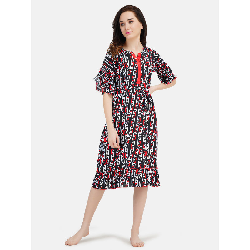 Short Nightgown with Chain Print