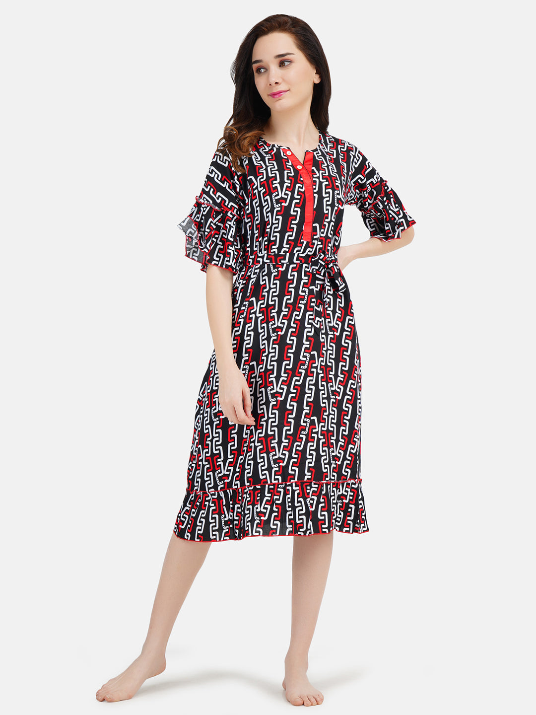 Short Nightgown with Beautiful Chain Print