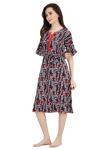 Short Nightgown with Beautiful Chain Print