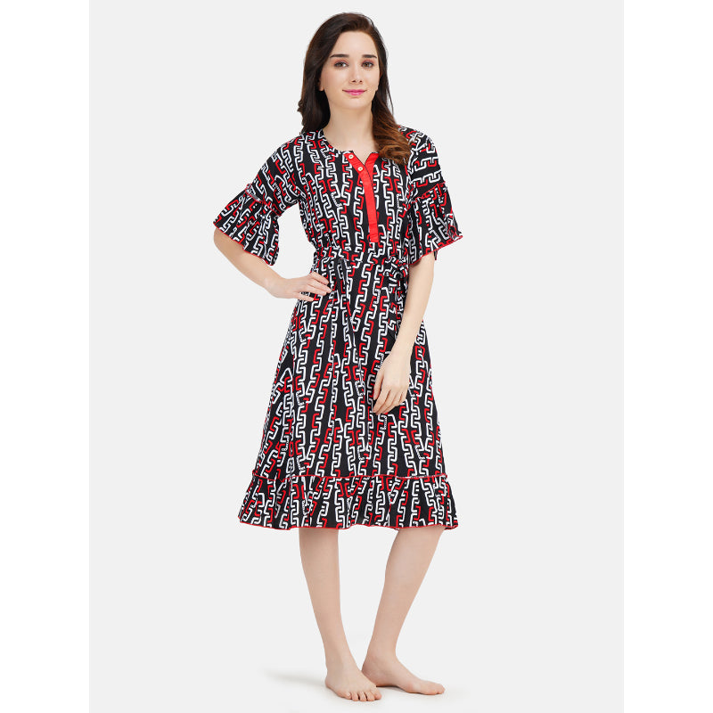 Short Nightgown with Chain Print Main image