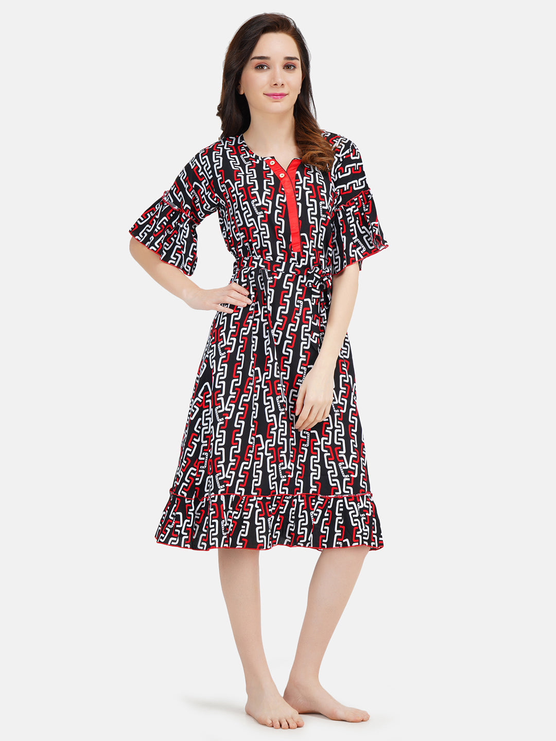 Short Nightgown with Beautiful Chain Print Secondary image