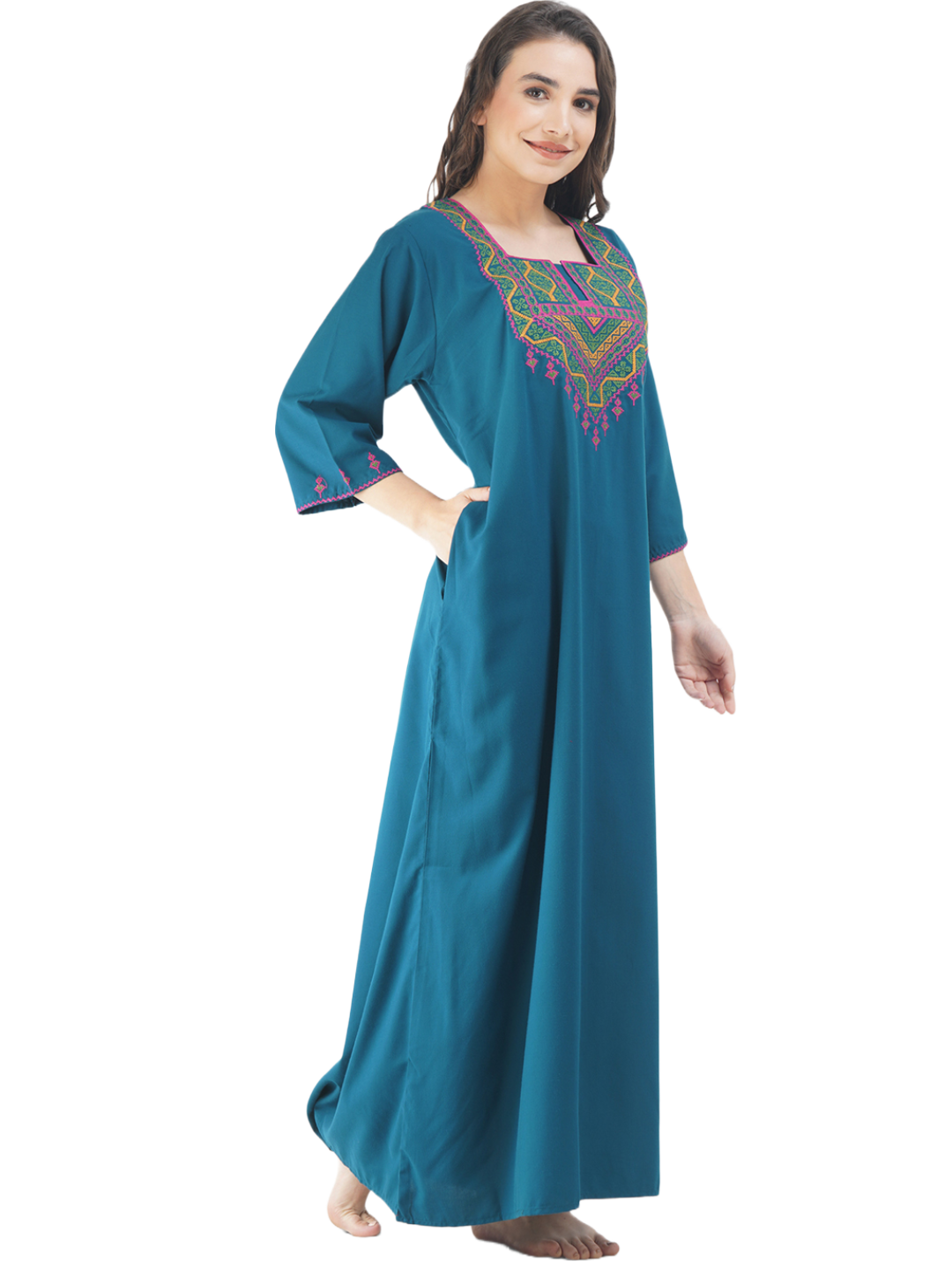 Resham Embroidery Full Sleeve Night Gown – KOI Sleepwear