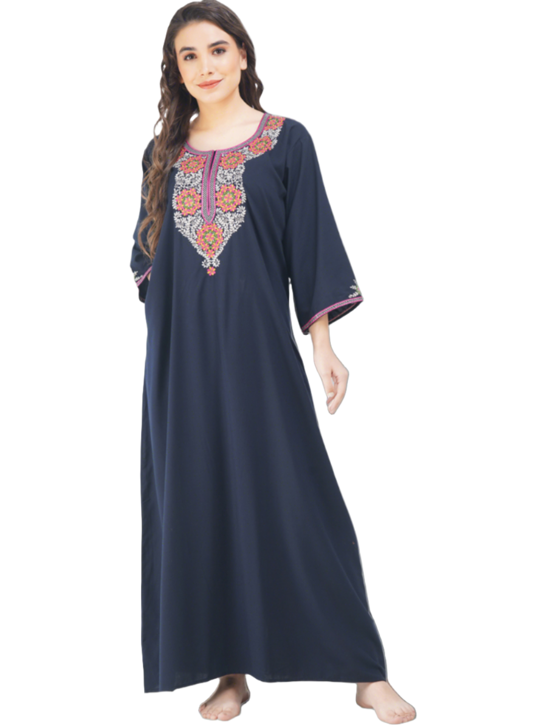 Nine Flowers Embroidery Night Gown