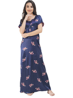 Satin Night gown with Floral print
