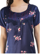 Satin Night gown with Floral print