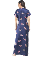 Satin Night gown with Floral print