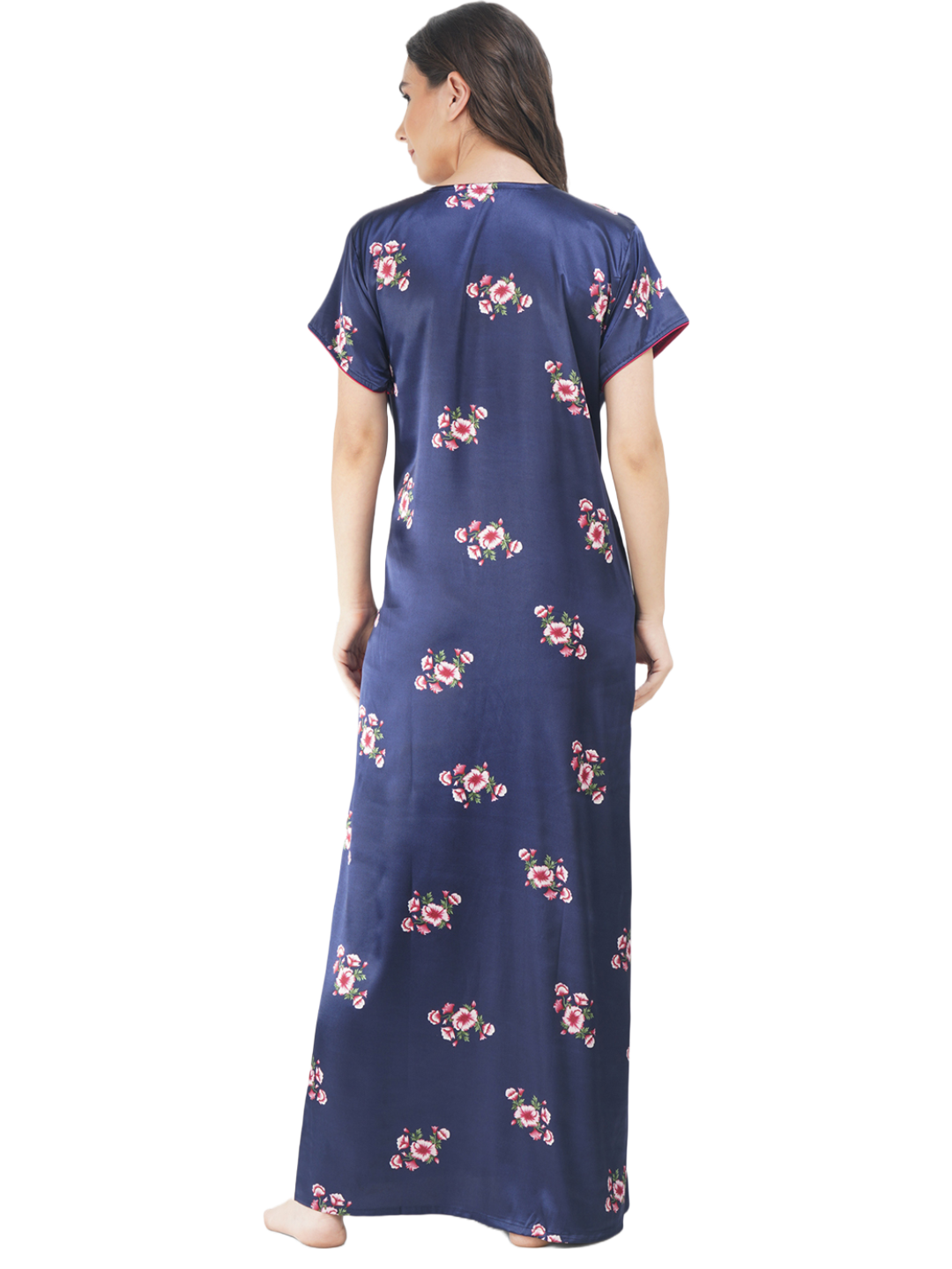 Satin Night gown with Floral print