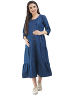 Denim Maternity dress with Gold Button