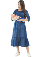 Denim Maternity dress with Gold Button