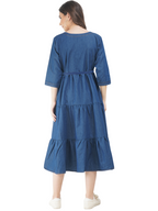 Denim Maternity dress with Gold Button