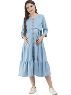 Denim Maternity dress with Gold Button