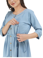 Denim Maternity dress with Gold Button