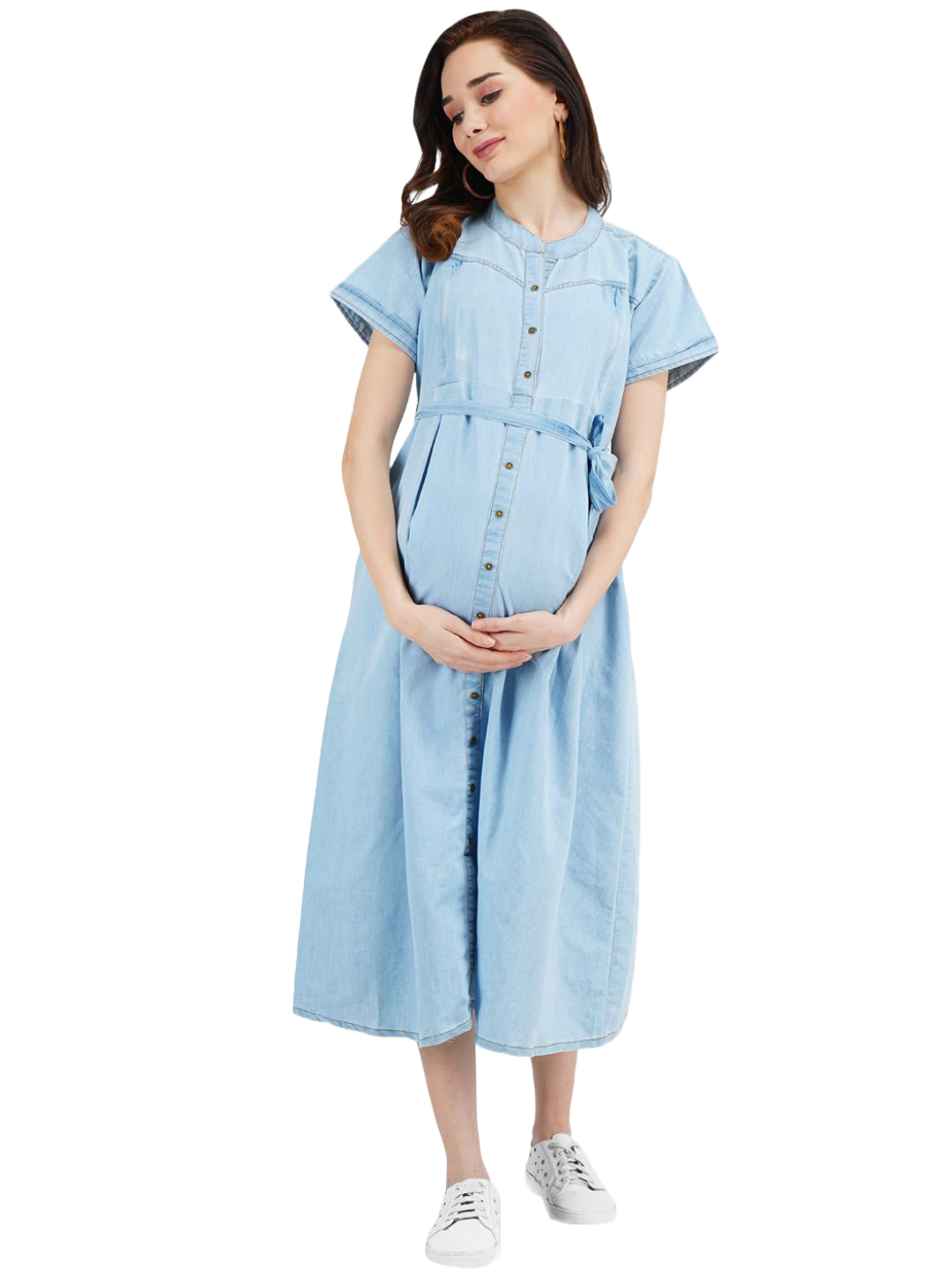 Denim Maternity Breastfeeding Dress Main image