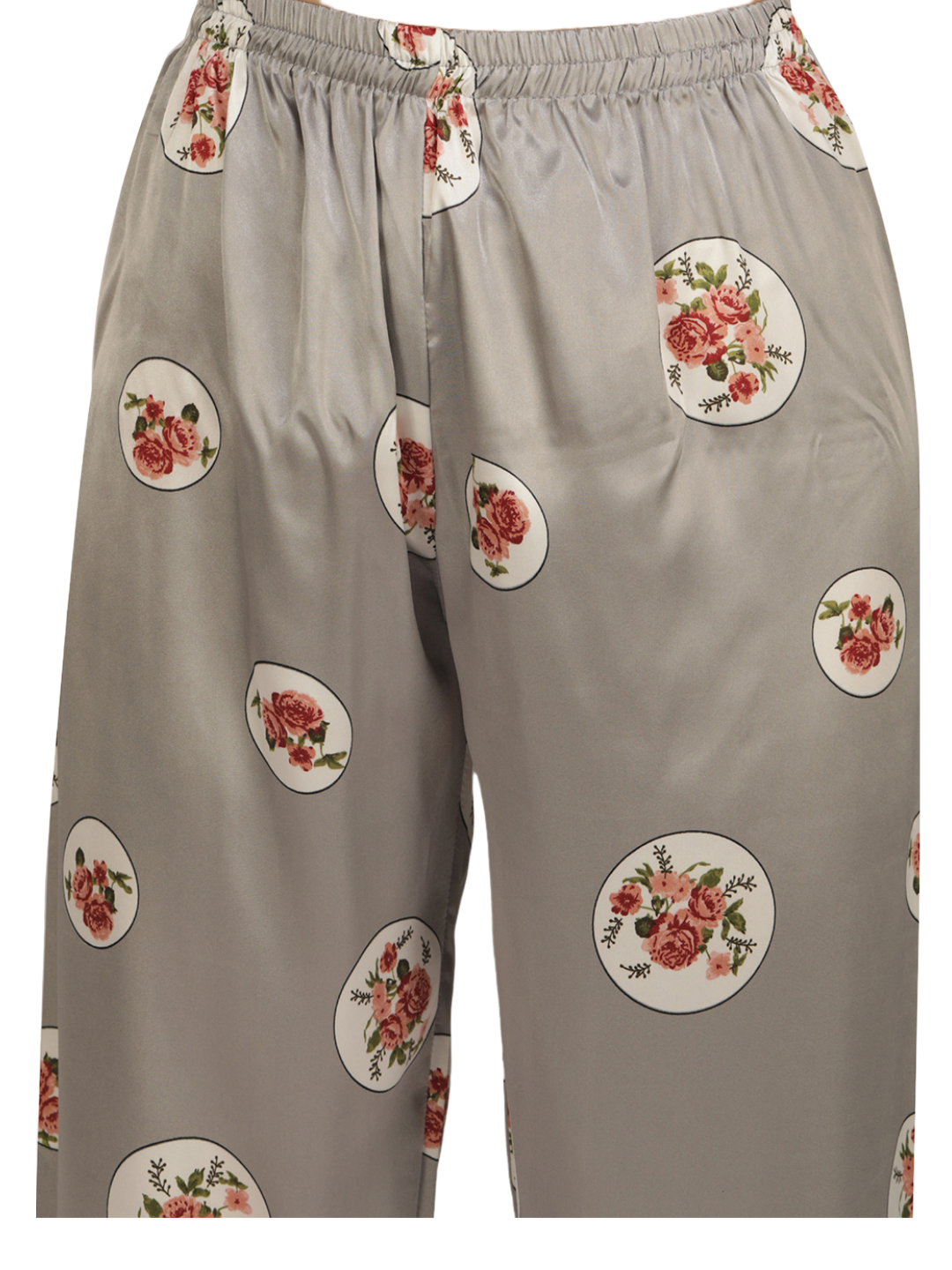 Satin Rose flower bunch long Night Suit