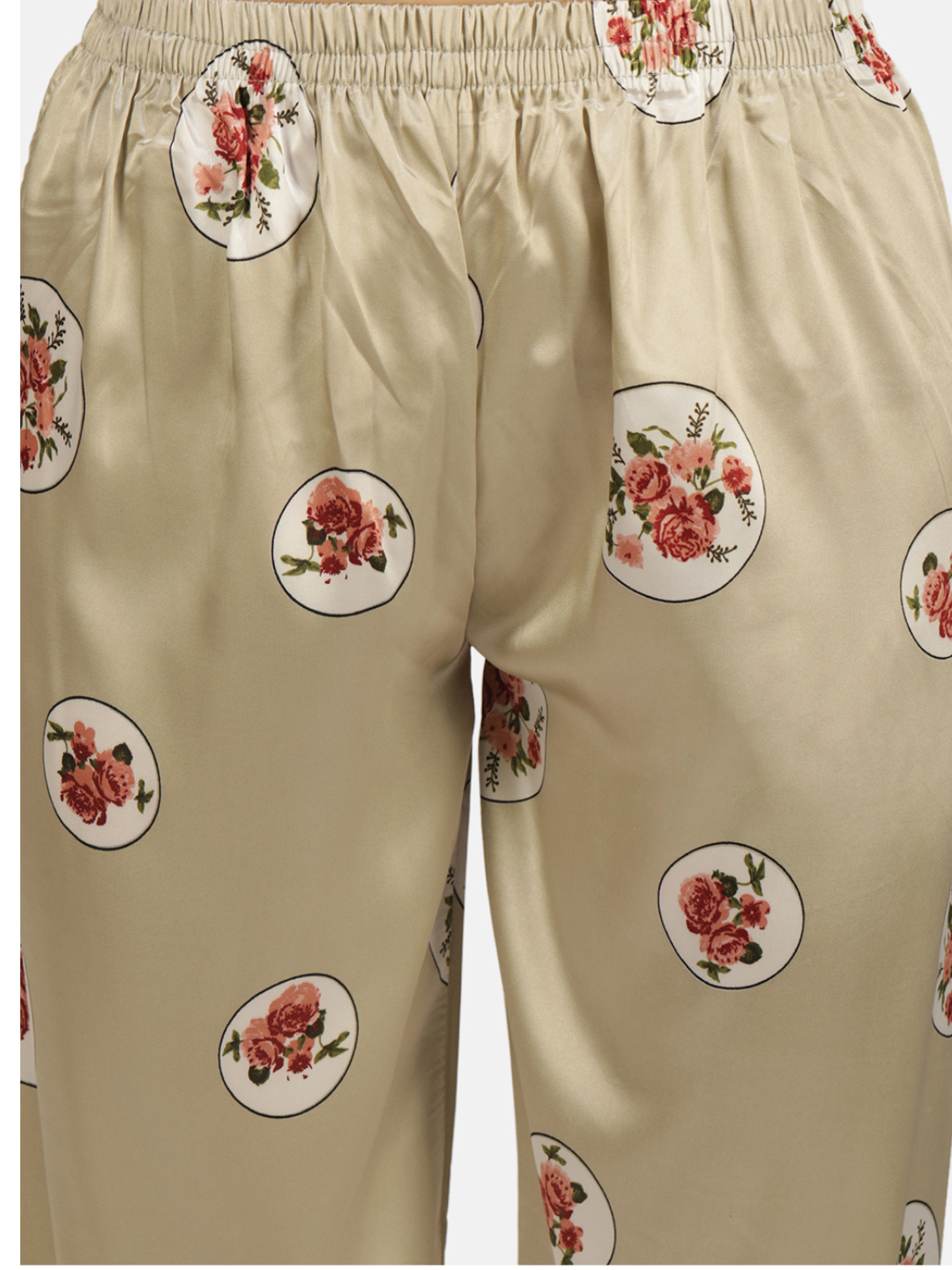 Satin Rose flower bunch long Night Suit
